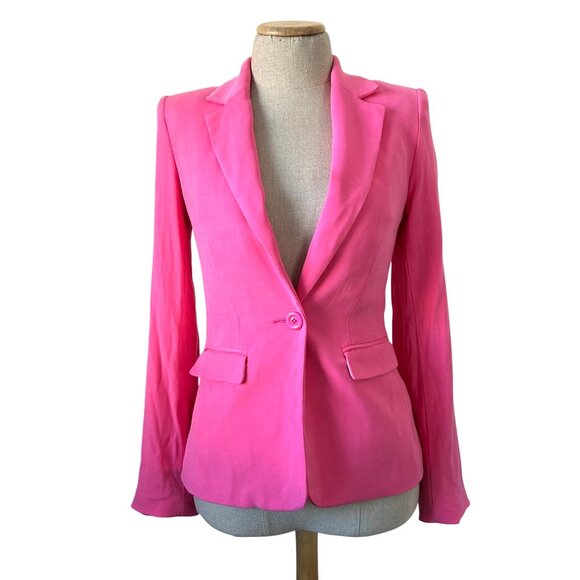 Alice + Olivia Womens Small Hot Pink Single-Button Denny Boyfriend Blazer - Picture 10 of 12
